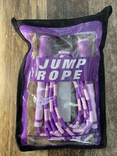 Amble Beaded Jump Rope Purple Pink 9 ft Adjustable Fitness Rope w/ Case