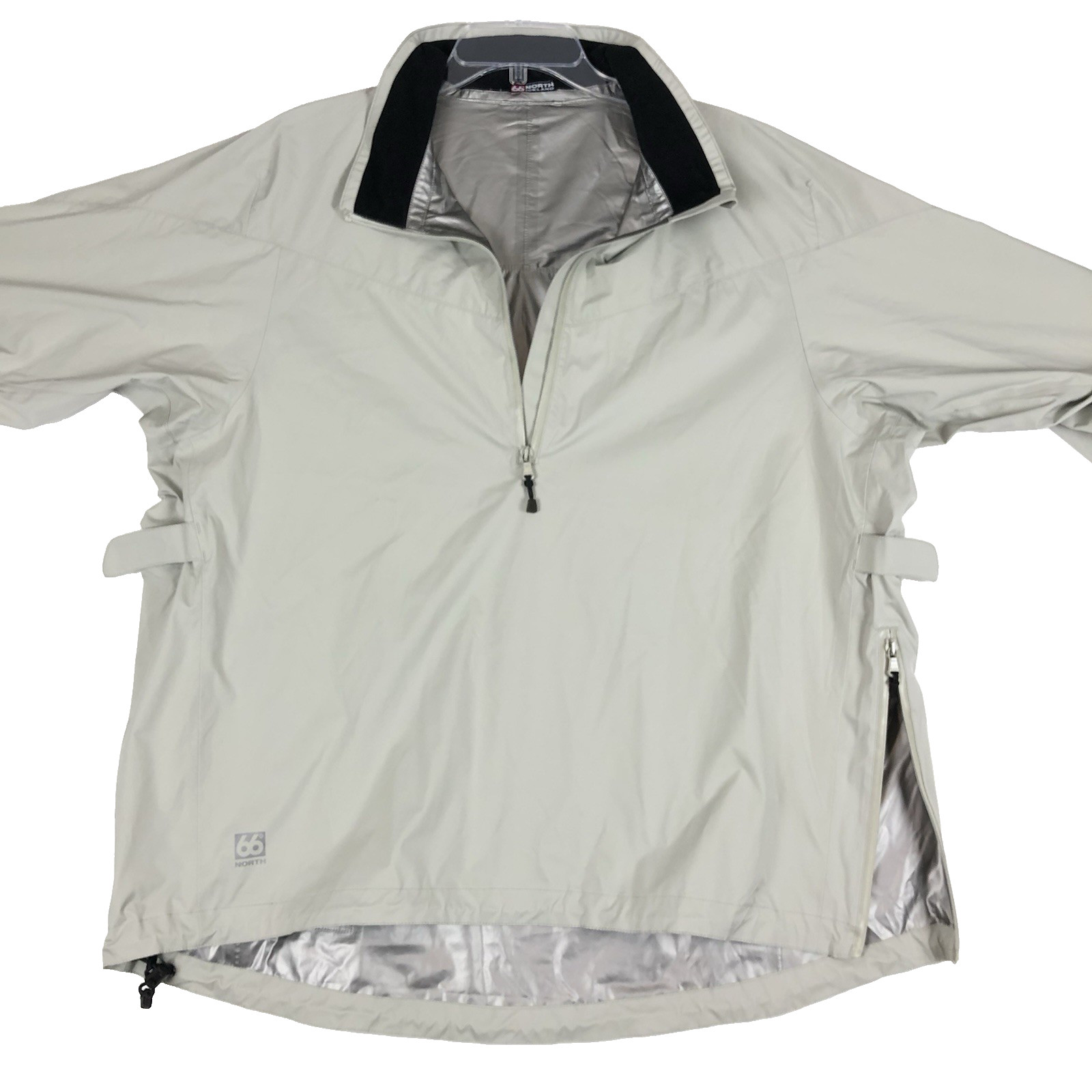 66 Degrees North Iceland 1/2 Zip Jacket Men XL Beige Coated Lining Rain Shell image 2