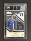 2021-22 Prizm Draft Jalen Johnson Penmanship /29 card with blue autograph, black jersey patch, and graded PSA 8.5.