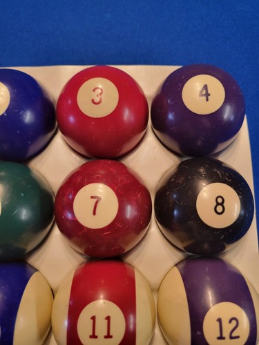Antique Billiard Pool Ball Set Complete 1-15 Cue Ball Vertical Number Cleaned - Bild 2 von 18