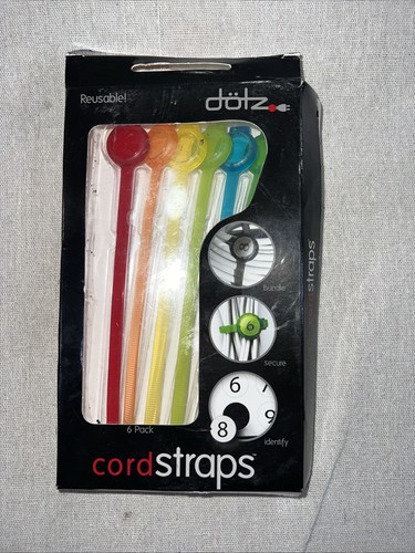 6 Reusable Cord Straps Different Colors Open Box W Labels - Picture 1 of 4