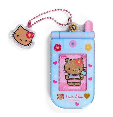 Sanrio Hello Kitty Y2K Flip Phone Keychain Glitter Charm Retro Accessory
