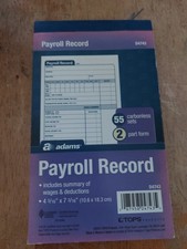 4 Adams Employee Payroll Record Book, 4.19 x 7.19 Inches, White White/Canary