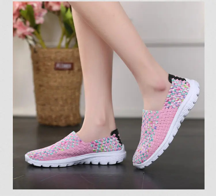  Casual Weave Loafers Shoes for Women Comfort Flats Non Slip Colorful 
