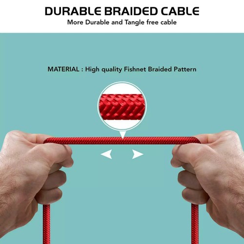 HeavyDuty USB Type C Charging Cable Braided Fast Phone Charger Long Lead 2m 3m - Picture 3 of 3
