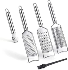 Stainless Steel Cheese Grater Set of 5 Kitchen & Peeler Slicer Lemon Zester