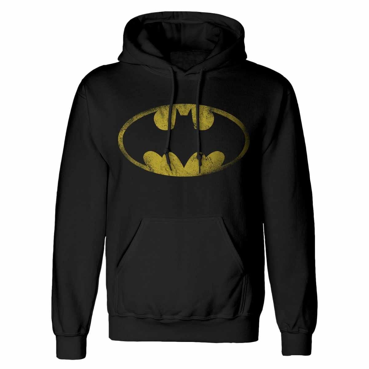 Толстовка с капюшоном BATMAN Hoodie с потертым логотипом DC Comics Black L Черный
