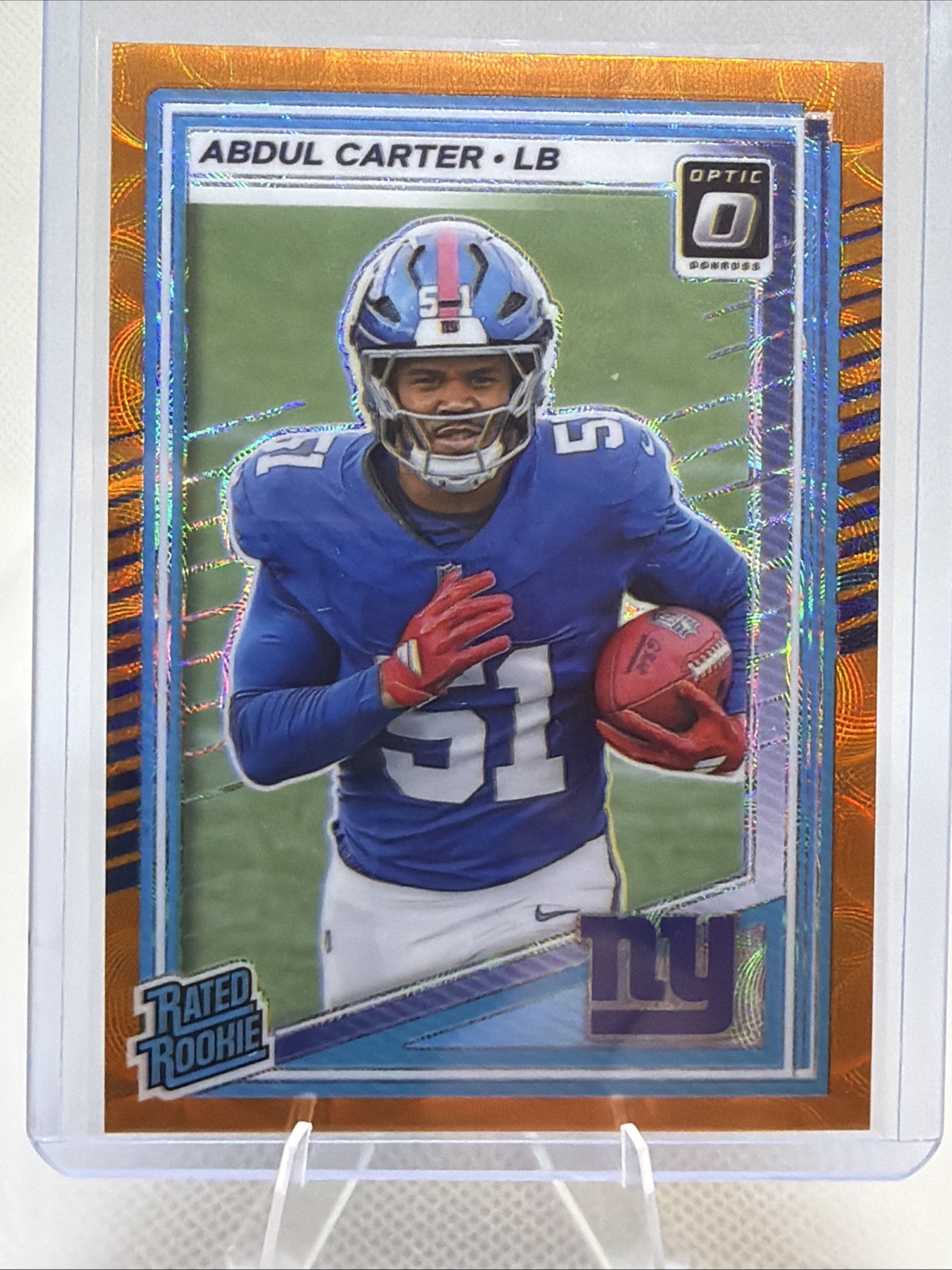 Abdul Carter 2025 Panini Donruss Optic Rated Rookie Orange Scope #300 63/79