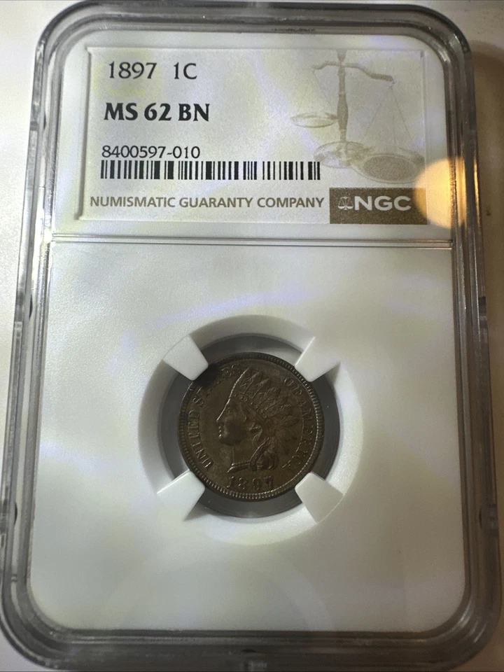 NGC MS-62 BN 1897 Indian Head Cent, Well-Struck & Fully Lustrous. - Image 3 of 4