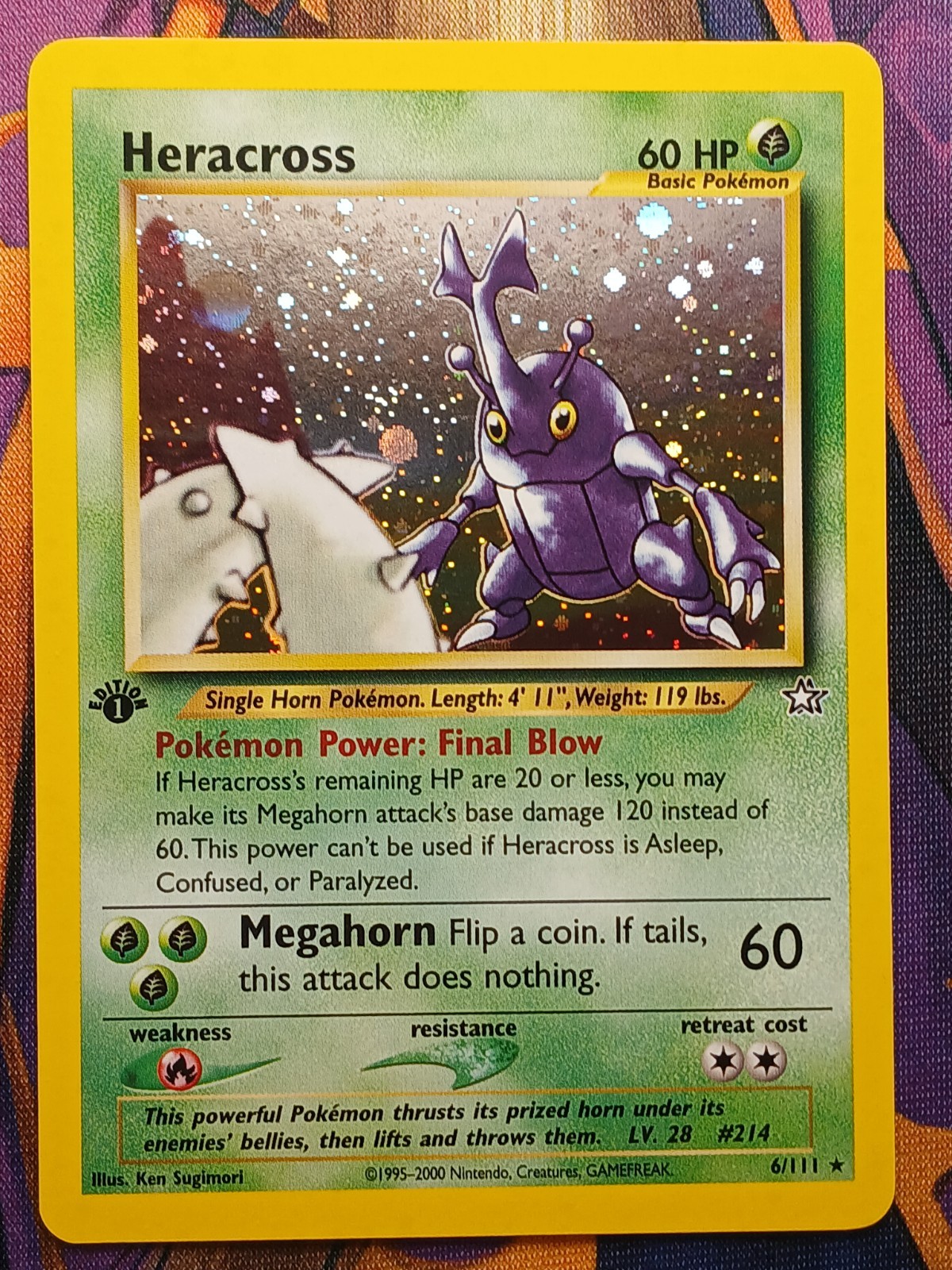 Heracross - 6/111 - Neo Genesis - Holo Rare - 1st Edition -NM - Pokemon TCG Card