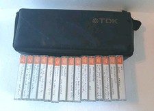 TDK Cassette Storage Case with 15 Used TDK Tapes D90 Normal Bias