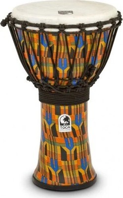 Toca Freestyle Rope Tuned 9  Djembe, Kente Cloth
