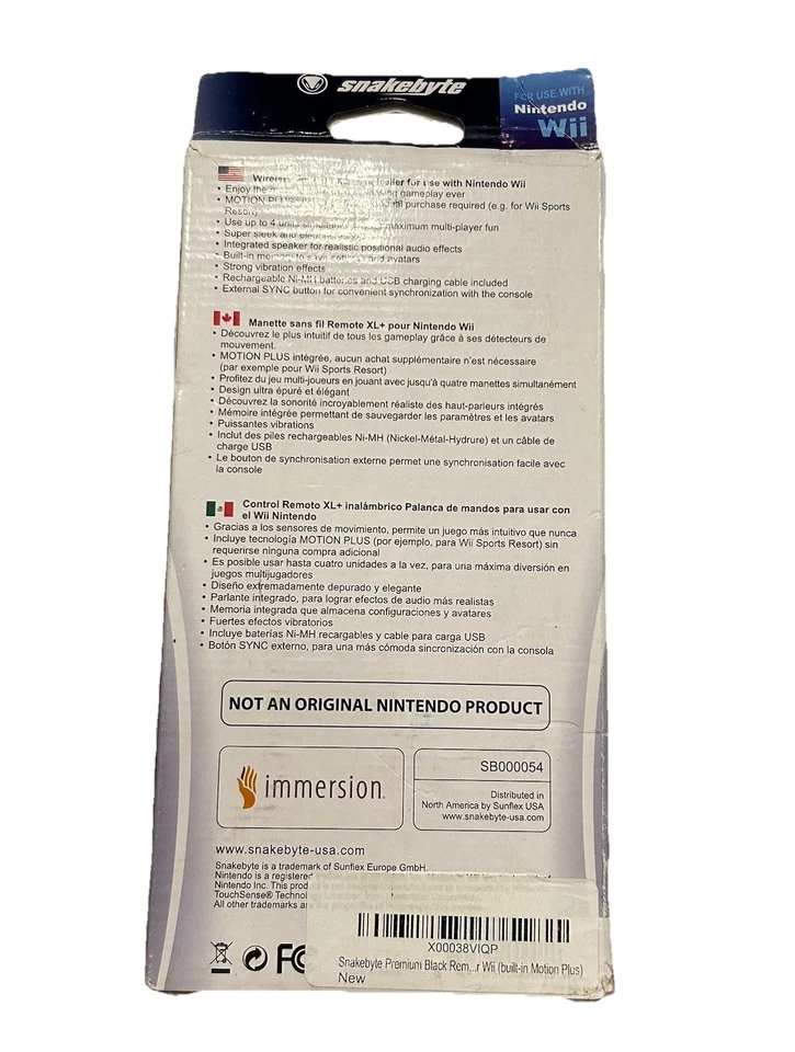 Nintendo Wii Snakebyte XL+ Aftermarket Controller Built In Motion Plus NIB New - Image 4 of 4