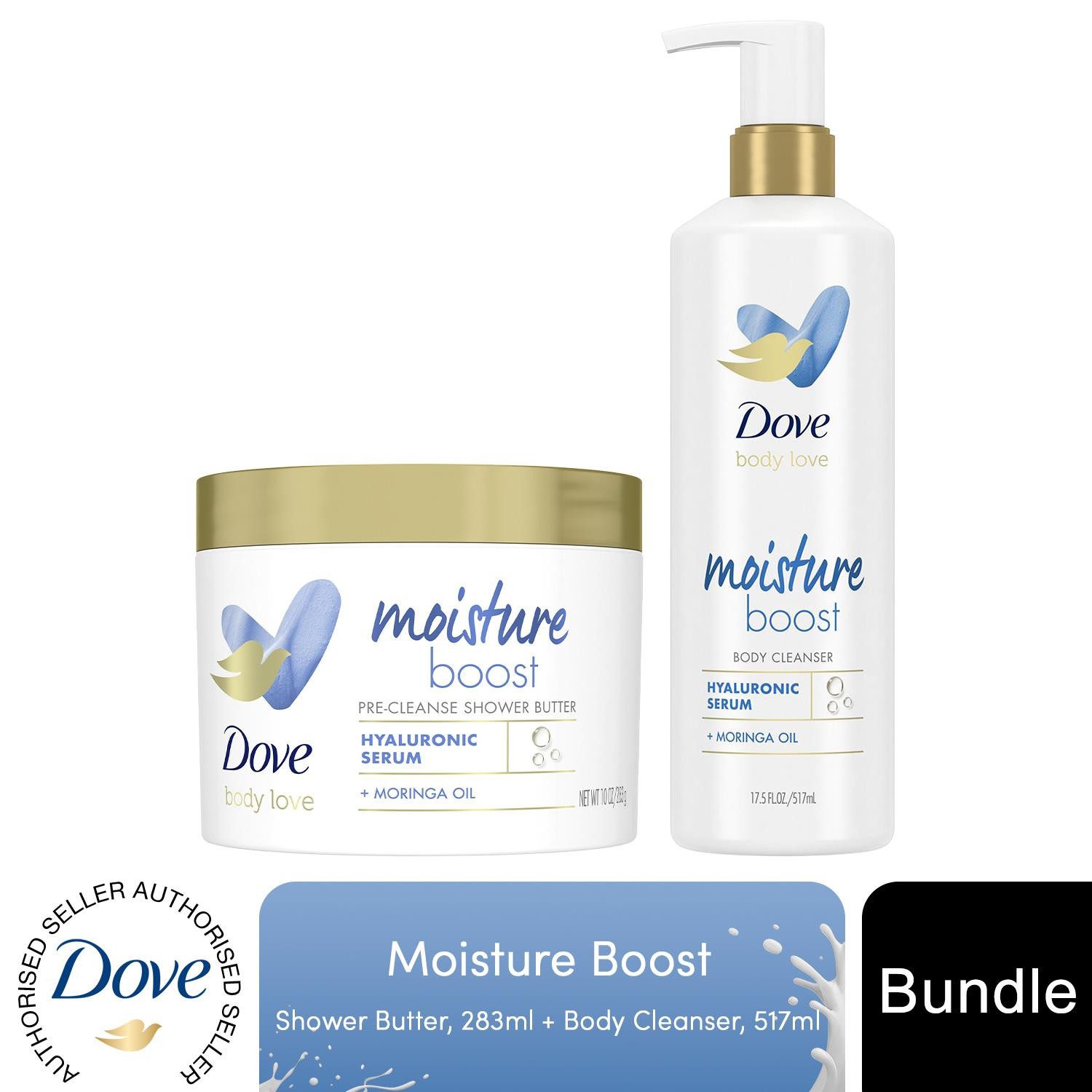 Dove Body Love Moisture Duo Hyaluronic Acid Cleanser & Moringa Shower Butter