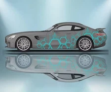 Hexagon Honeycomb Pattern Sticker Body Side Waist Line Vinyl Decals For Car Door