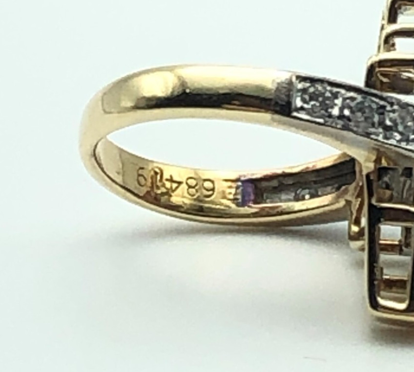 14k Gold Rectangular Vertical Layered Ruby and Di… - image 6