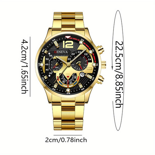 OROLOGIO GENEVA NUOVO UOMO ALLA MODA IDEA REGALO AL QUARZO ELEGANTE OU 005 - Foto 4 di 4