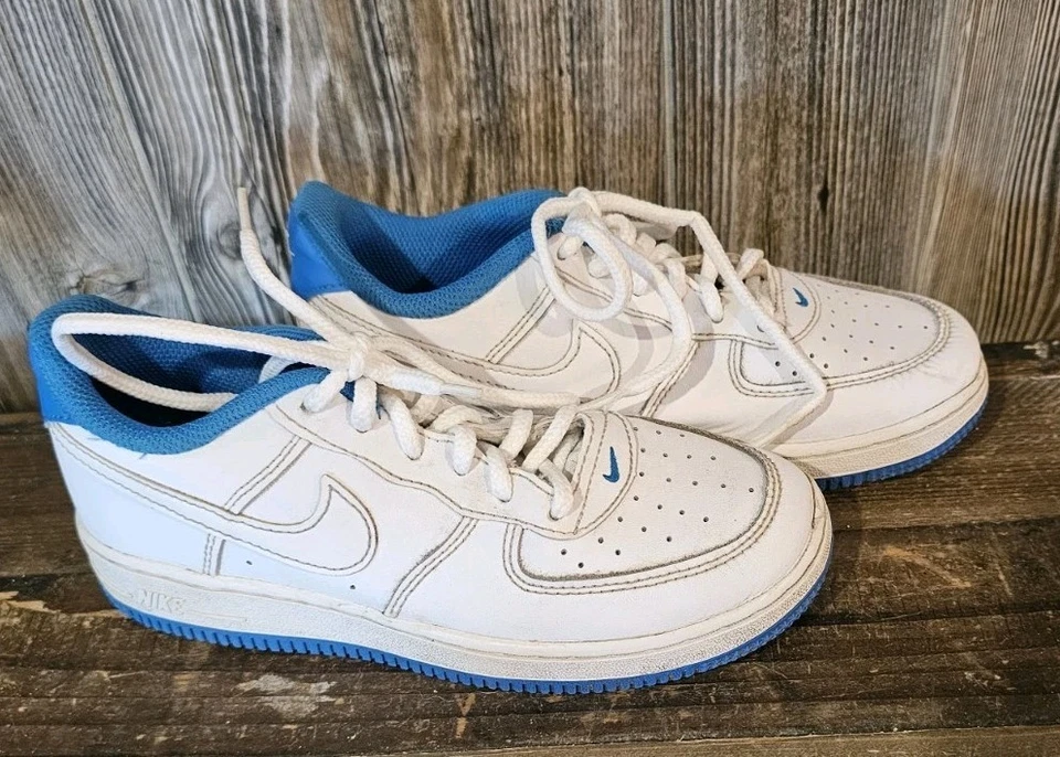 Nike Air Force 1 Bajo Blanco Azul Talla 2Y Niños Niños Foto 3 de 4
