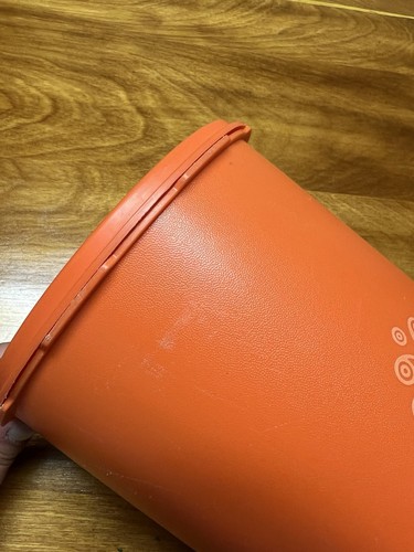 VINTAGE Tupperware ORANGE Tall Snack Canister 1222 & Matching Servalier Seal - Picture 2 of 13
