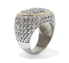 HSN Emma Skye Jewelry Designs Oval Crystal Stainless Steel 2-Tone Ring Size 6