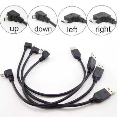 Up Down Left Right Angle 90° Micro USB Male to Male Data Charge Cable for Phone