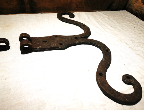 ANCIENNES TRES GROSSES PENTURES CHARNIERES FER FORGE 19 ème PORTE CHATEAU MANOIR - Photo 3/11