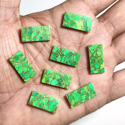 Natural Rectangle Green Copper Turquoise Meditation Cabochon Earrings Making