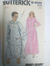 MuuMuu Robe Housecoat 12 Butterick 4025 Sewing Pattern UC VTG Fast Easy Lounge