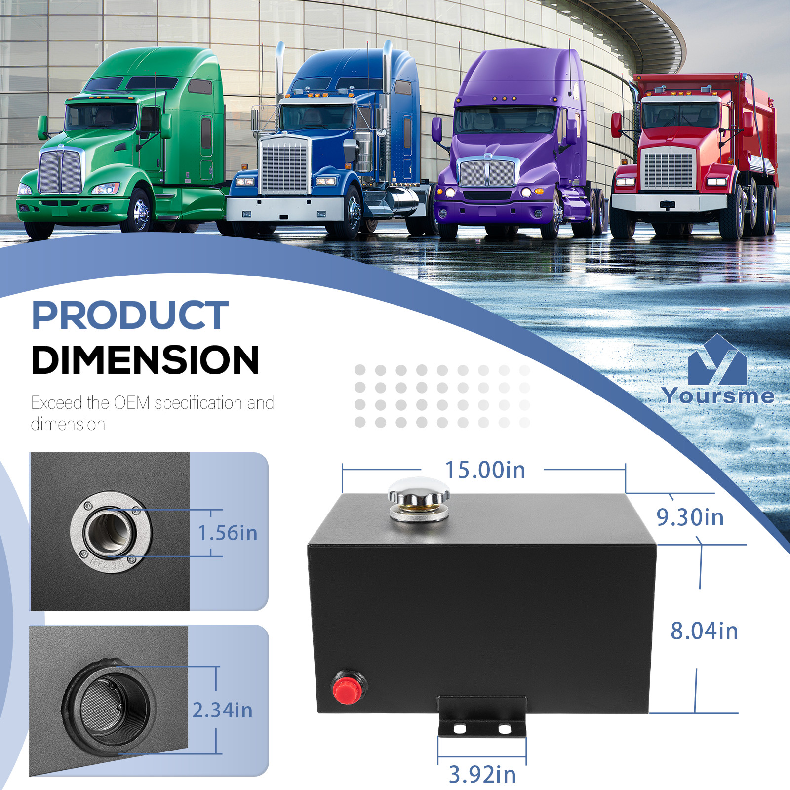 5 Gallon Hydraulic Fluid Reservoir Tank with Outlet 0.75" FNP & Inlet 1.5" FNPT