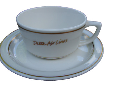 Vintage First Class Delta Airlines Cup & Saucer Advertising Set Mayer China Nice
