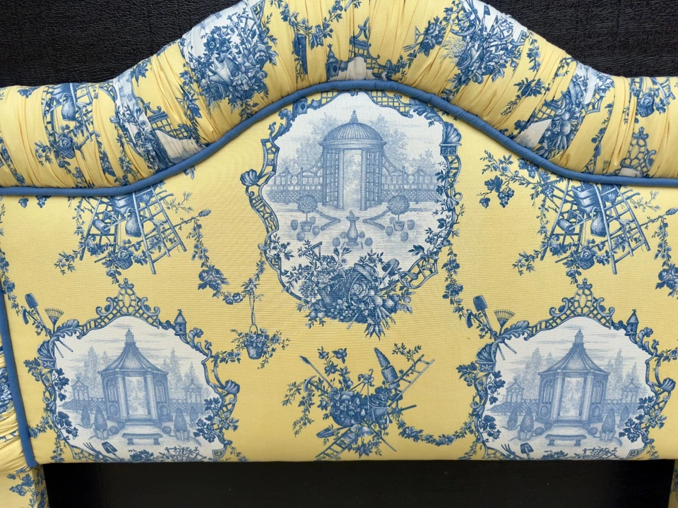 Cabecero de cama francés tapizado Toile De Joie completo/queen Foto 3 de 4