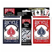 Bicycle Poker Cards 2 Rider Back Decks with Dice