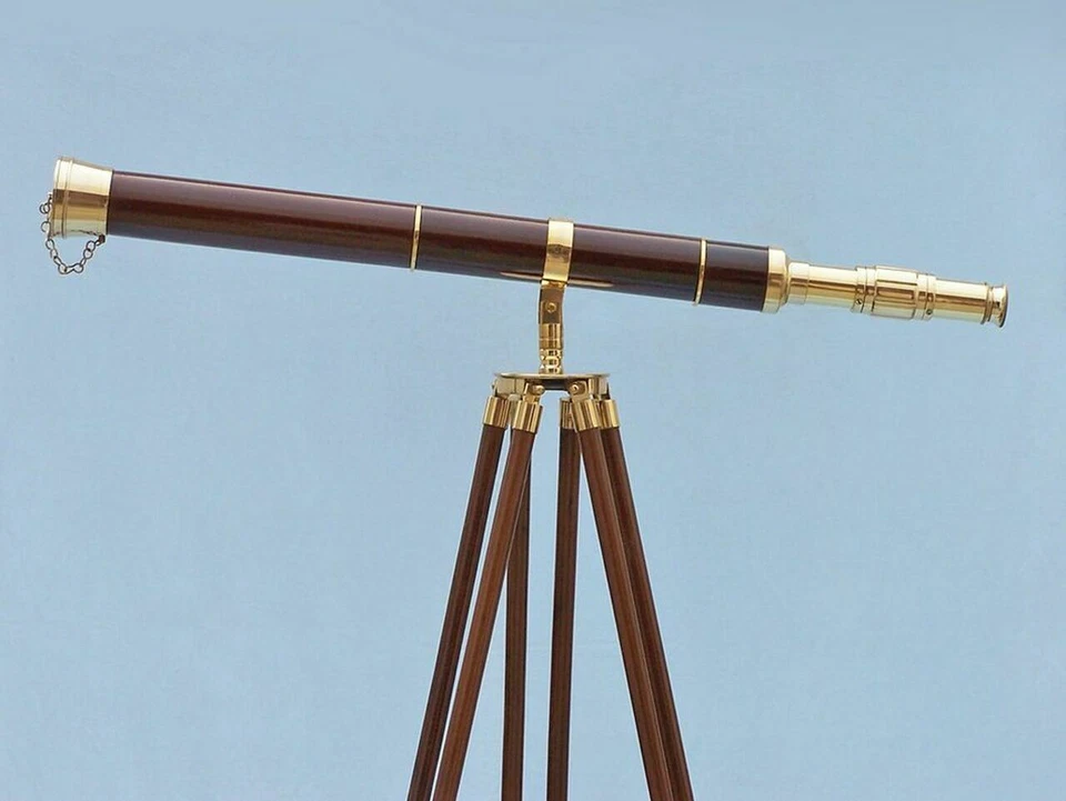 60" Floor Standing Admiral Brass-Wood Telescope;Nautical Home Decor,Cyber Monday - Image 4 of 4