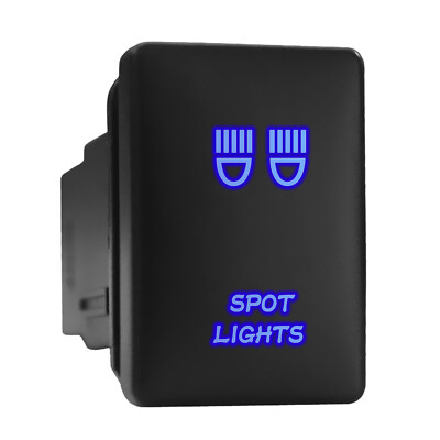SPOT LIGHTS Blue LED Backlit Switch Short Push Button 1.28''x 0.87'' (Fit: Toyota)