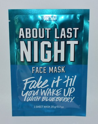 NEW VICTORIA'S SECRET PINK ABOUT LAST NIGHT FACE MASK 1 SHEET WAKE UP BLUEBERRY