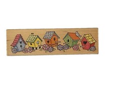 Five Little Birdhouses Animal Wood House Spring Summer Wood Rubber Stamp