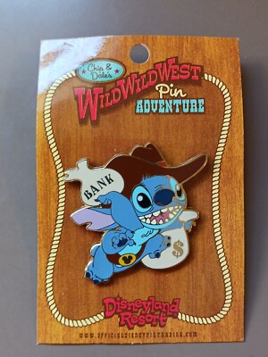 DisneyStore PALS ルー ピンバッジ DISNEY PIN LE STITCH WILD WEST ADVENTURE STICK EM UP BANK ROBBER