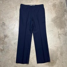 Vintage 80s Navy Wool trousers flat front slacks talon zipper watch pocket
