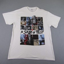 Camisa Escuadrón Suicida Para Hombres Grande Blanca DC Comics Joker Harley Quinn Cuello Redondo ^