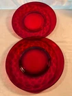 2 Ruby Red Georgian Plates Depression Glass Mint