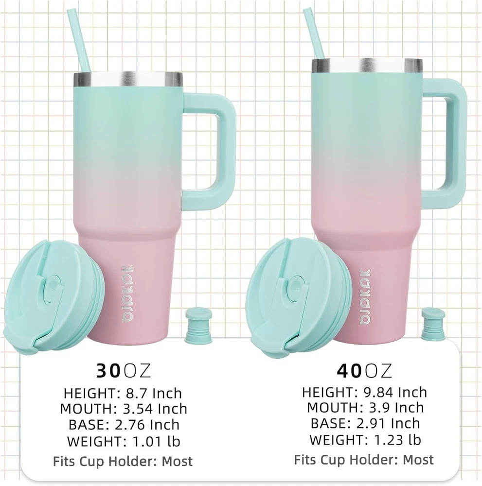 Tumbler With Handle And Straw 40oz Insulated Tumbler Cups With Lid Stainless ...