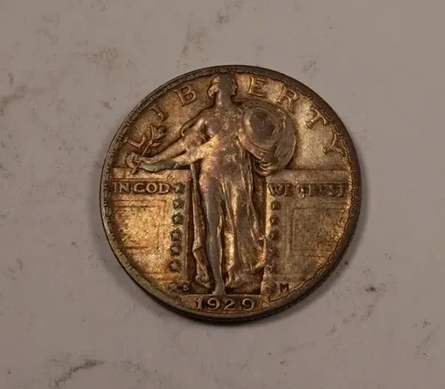 1929-S Standing Liberty Quarter * Almost Uncirculated AU++ Toned * XQ133