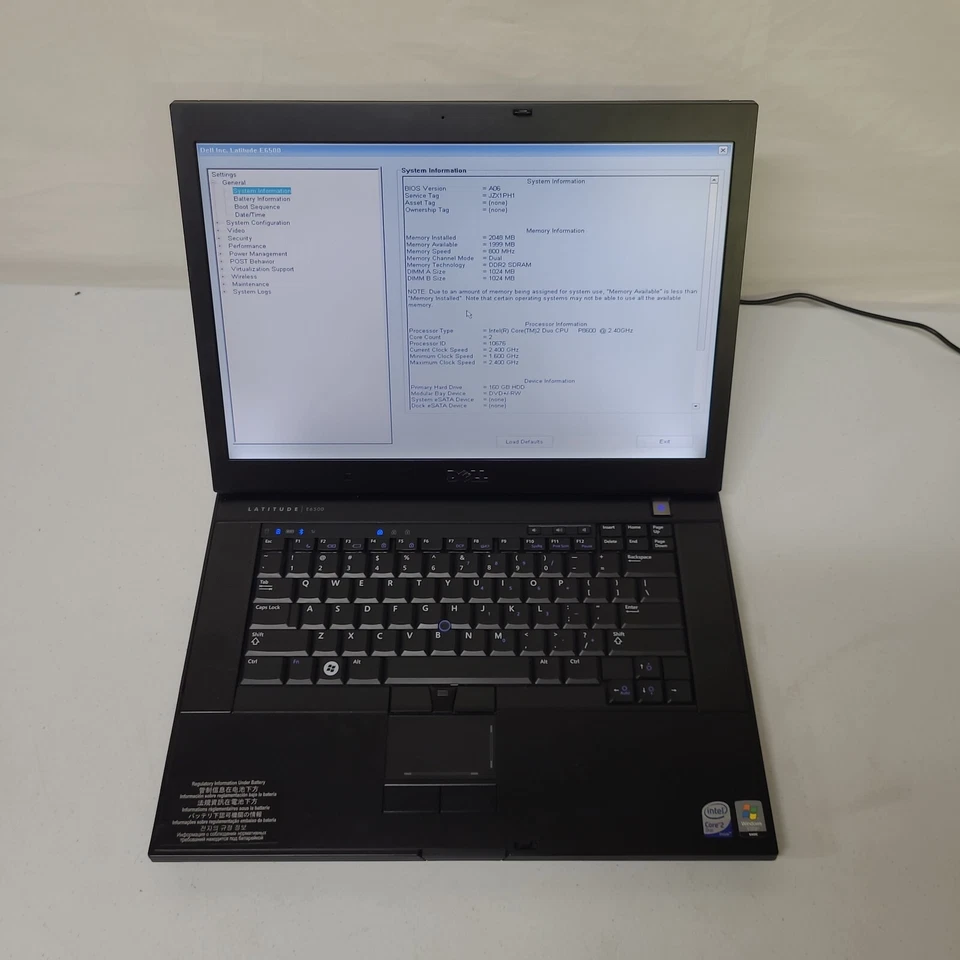 Laptop Dell Latitude E6500 P8600 2,40 GHz 160 GB HDD SIN SISTEMA OPERATIVO COMO SE LEE 15,3" Wi-Fi Foto 4 de 4