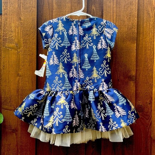 Abito albero di Natale Bonnie Jean Bonnie bambino blu navy taglia 2-2T, 2 pezzi, nuovo con etichette - Foto 2 di 6