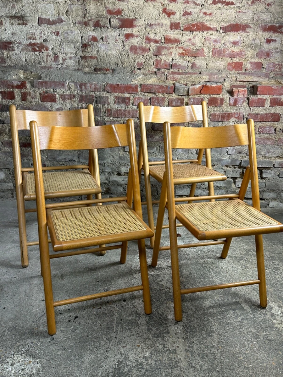 Chaises vintage en bois et velours, Italie, années 1960, ensemble de 4 - En vente sur France