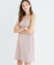 Madewell 100 Silk White Purple Printed Halter Dress Sz 6