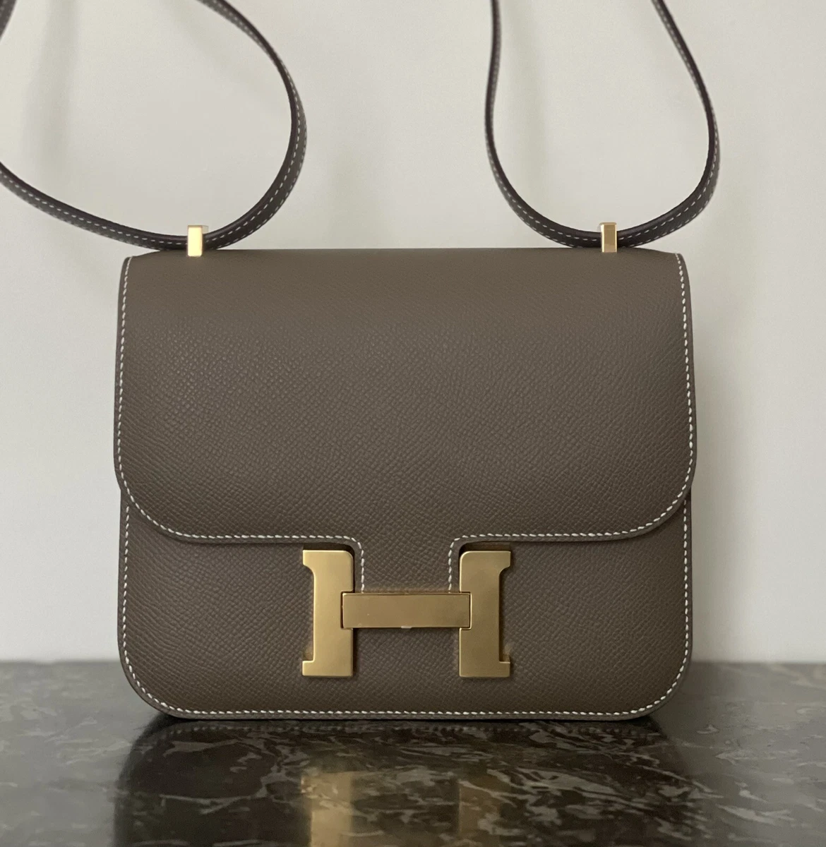 Hermes Mini Constance Epsom C6 Vert De Gris SHW Stamp Z