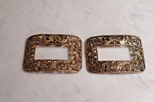VTG Lrg Gold Tone Filigree Shoe Clips Art Deco Victorian Style Unmarked 60 Yrs