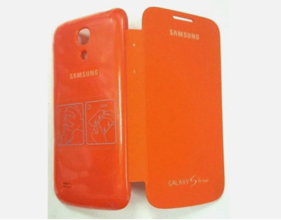 Orange Flip Door Cover Folio Case For Samsung Galaxy S4 Mini i9190 i257 i9195