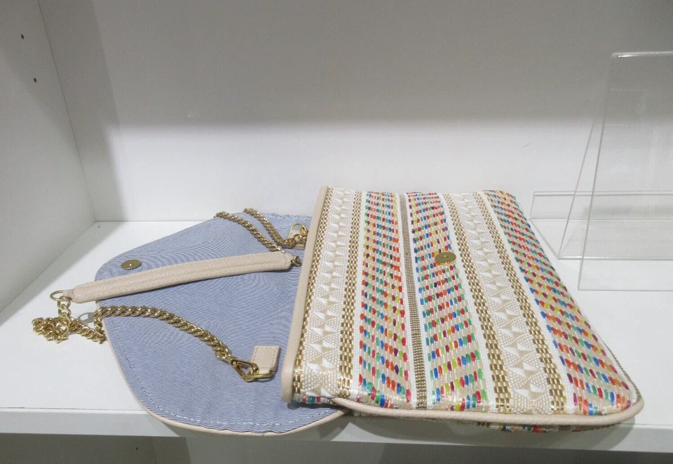 GiGi New York RAFFIA Shoulder or Clutch Savannah Woven with Leather Trim $248 - Image 3 of 4